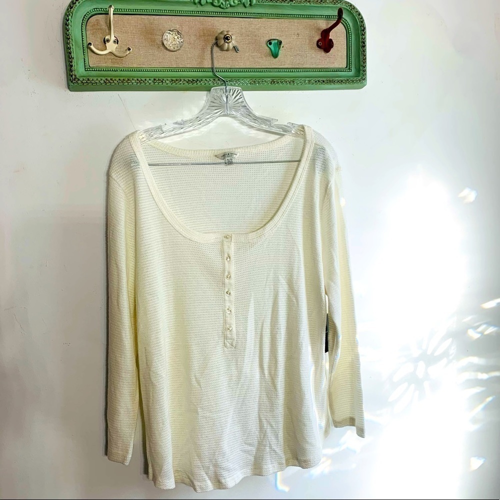 lucky brand White Long Sleeve relaxed XL Lounge pullover Top New with tags